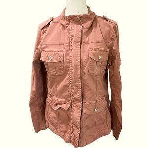 Kensie Jeans Utility Jacket Women’s Large Lightweight Lots of Pockets Pink
